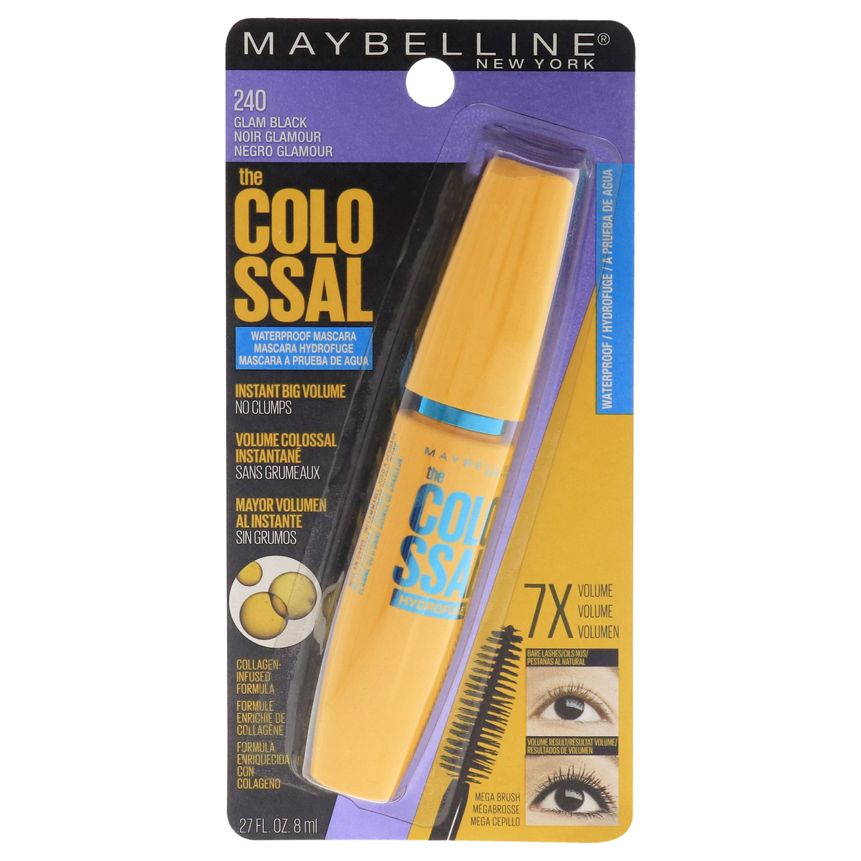Maybelline The Colossal Volum Express Waterproof Mascara - 240 Glam Black Mascara 0.27 Oz