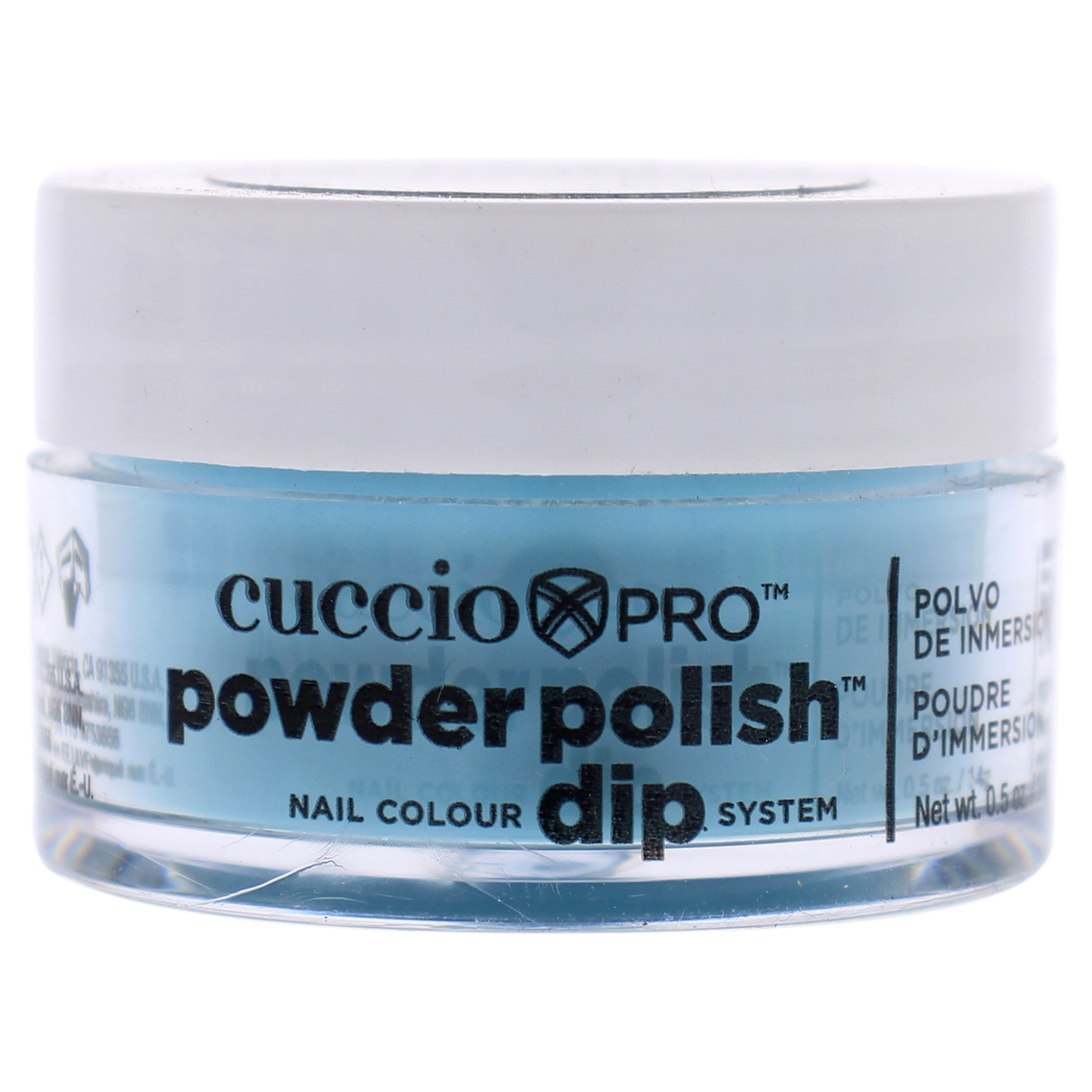 Cuccio Colour Pro Powder Polish Nail Colour Dip System - Caribbean Sky Blue Nail Powder 0.5 Oz