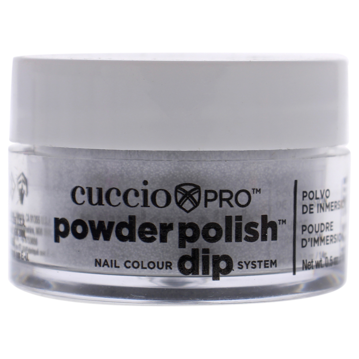 Cuccio Colour Pro Powder Polish Nail Colour Dip System - Silver Glitter Nail Powder 0.5 Oz