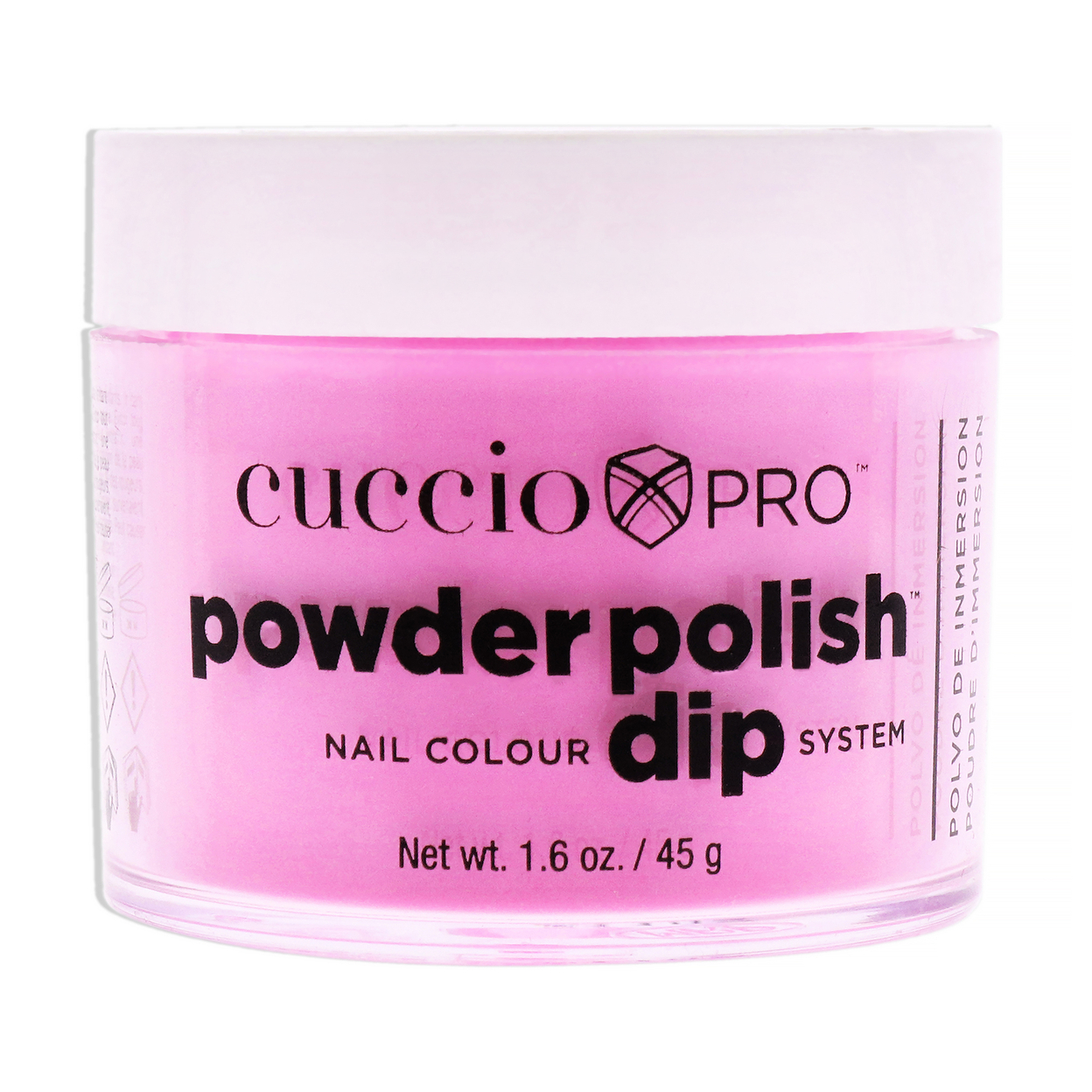 Cuccio Colour Pro Powder Polish Nail Colour Dip System - Neon Pink Nail Powder 1.6 Oz