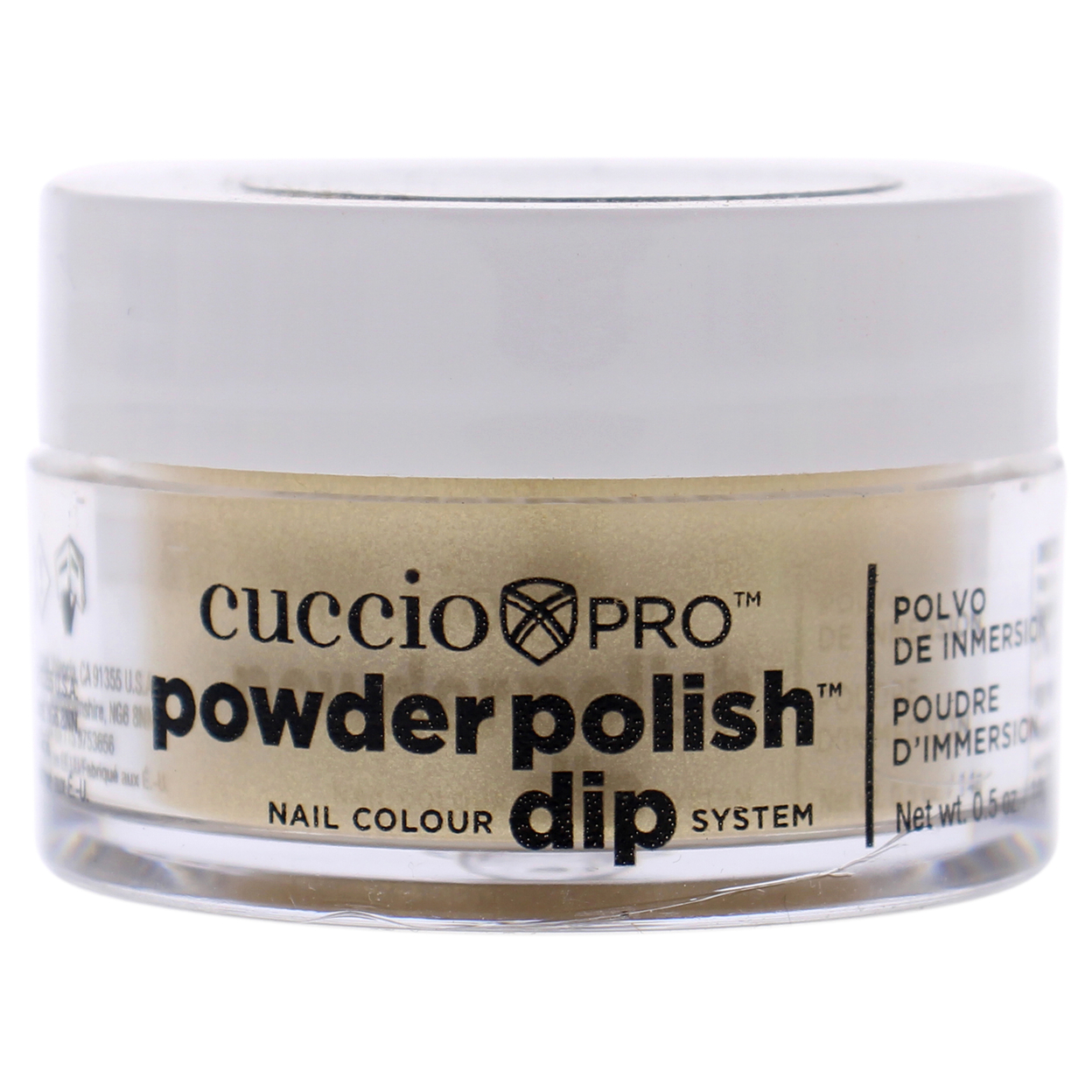 Cuccio Colour Pro Powder Polish Nail Colour Dip System - Metallic Lemon Gold Nail Powder 0.5 Oz