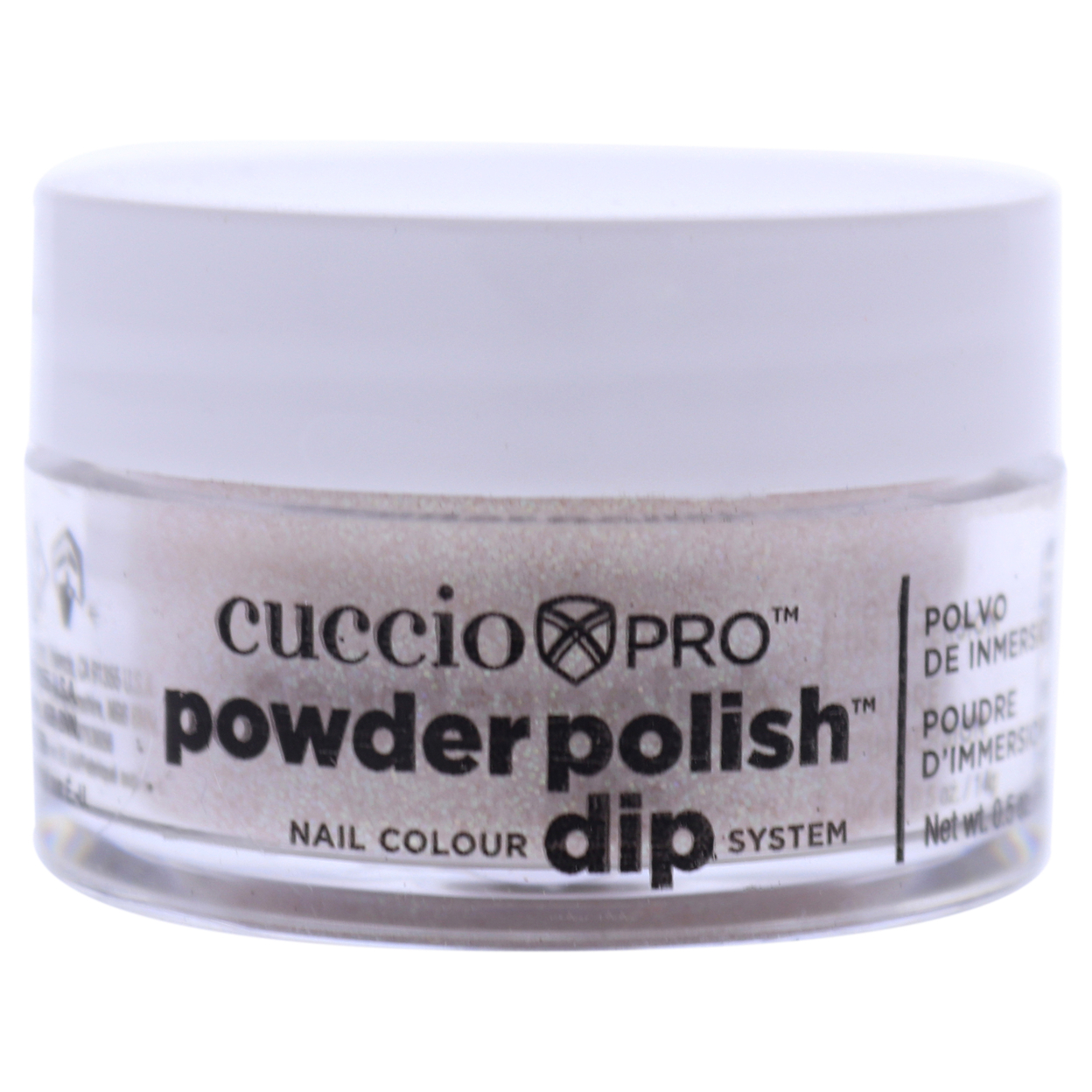 Cuccio Colour Pro Powder Polish Nail Colour Dip System - Light Pink With Raimbow Glitter Nail Powder 0.5 Oz
