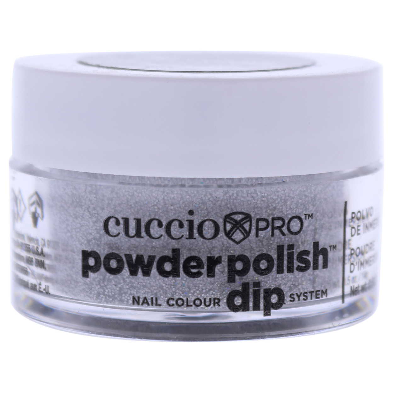 Cuccio Colour Pro Powder Polish Nail Colour Dip System - Silver With Rainbow Mica Nail Powder 0.5 Oz