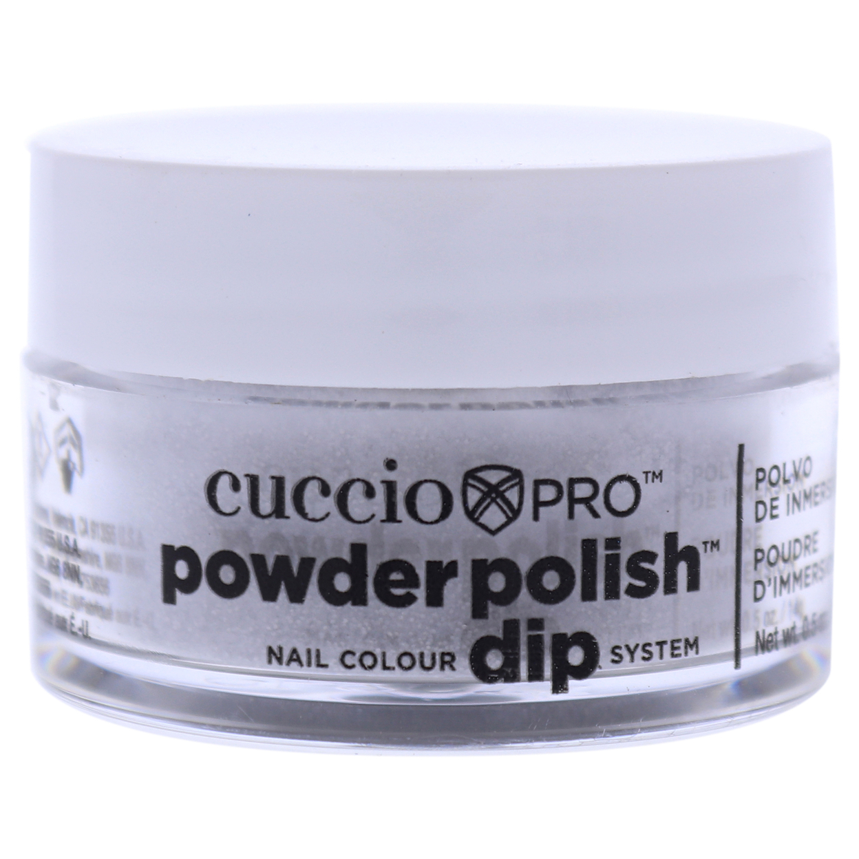 Cuccio Colour Pro Powder Polish Nail Colour Dip System - Platinum Silver Glitter Nail Powder 0.5 Oz