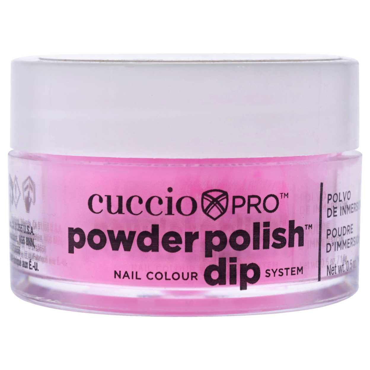 Cuccio Colour Pro Powder Polish Nail Colour Dip System - Bright Neon Pink Nail Powder 0.5 Oz