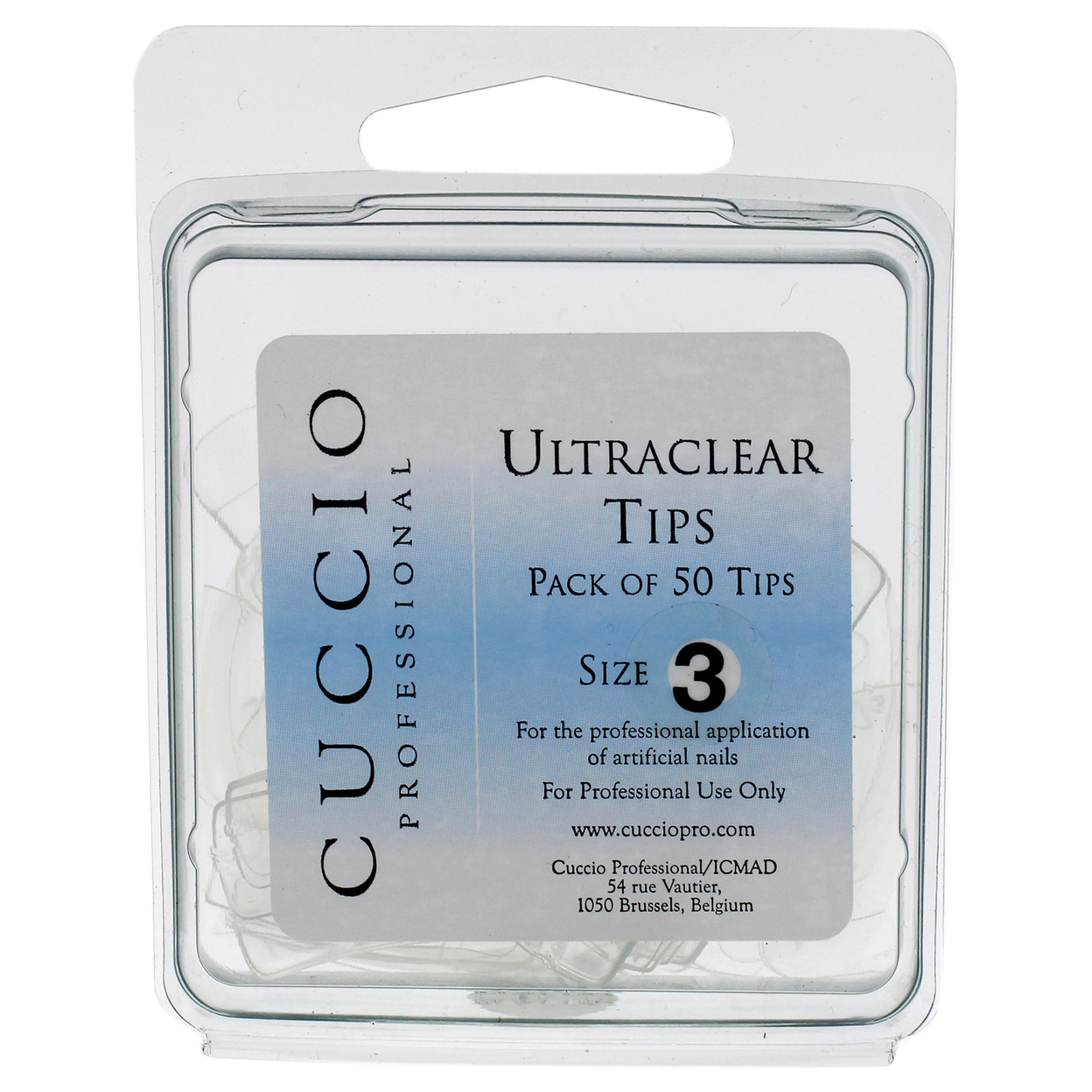 Cuccio Pro Ultraclear Tips - 3 Acrylic Nails 50 Pc
