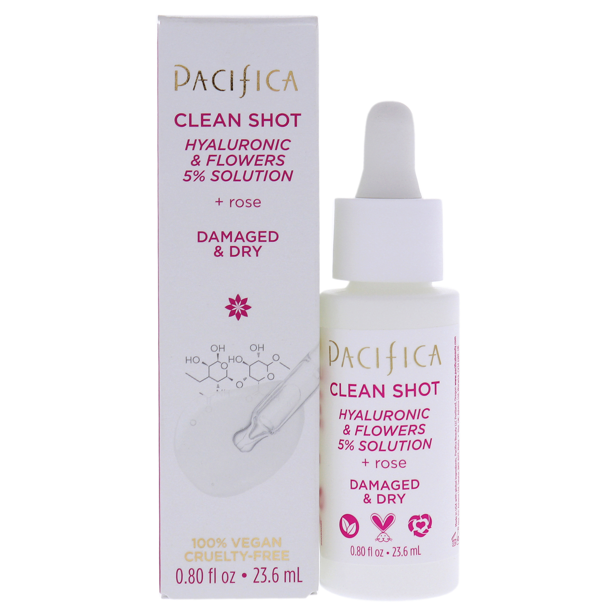 Pacifica Clean Shot Hyaluronic And Flowers 5 Percent Solution Serum 0.8 Oz