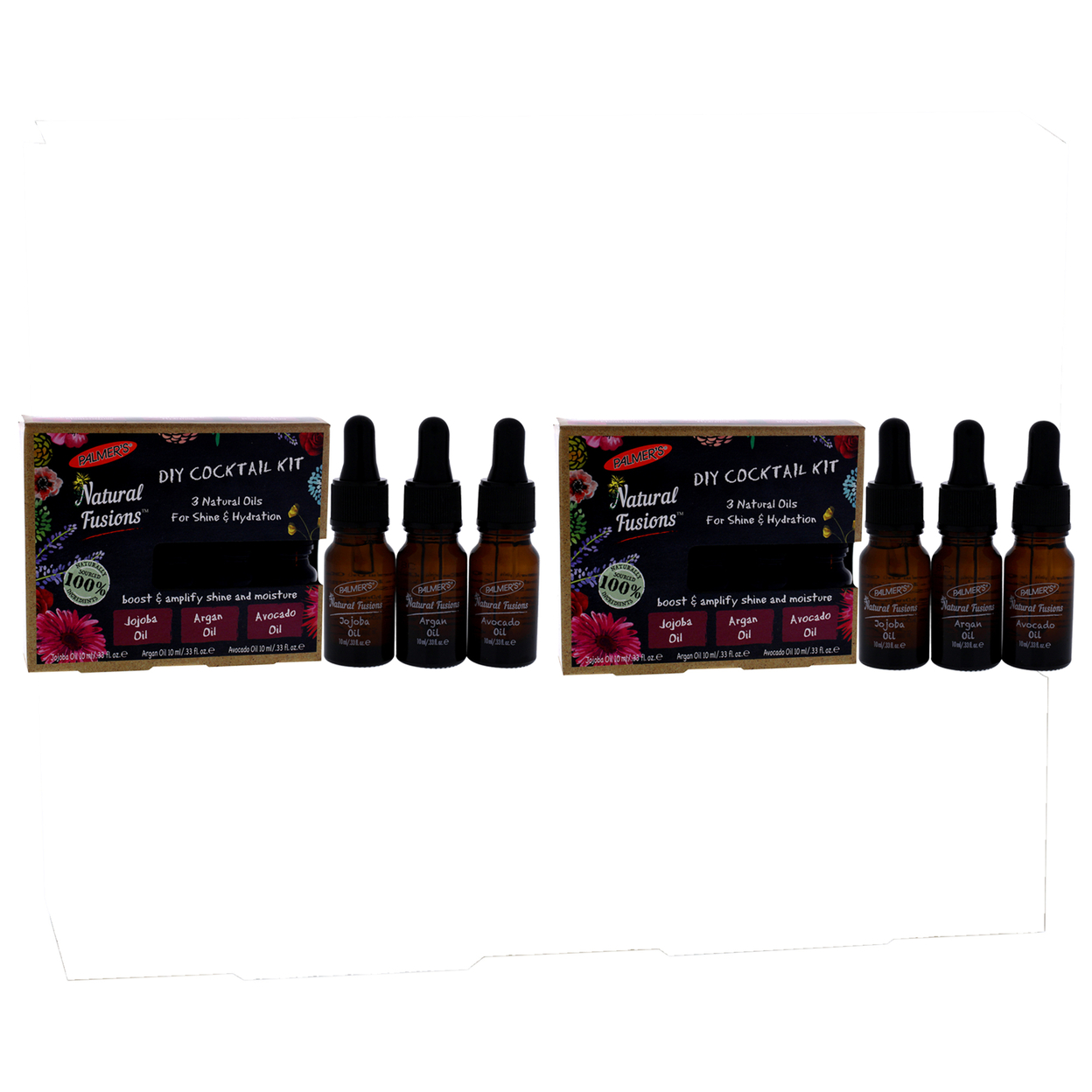 Palmers Natural Fusions Shine And Hydration DIY Cocktail Kit - Pack Of 2 Jojoba Oil, Argan Oil, Avocado Oil 3 X 0.33 Oz