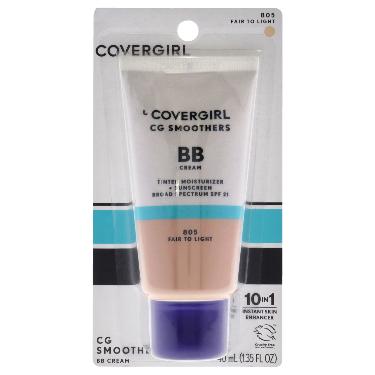 Covergirl CG Smoothers BB Cream Tinted Moisturizer Plus Sunscreen SPF 21 - 805 Fair To Light Makeup 1.35 Oz