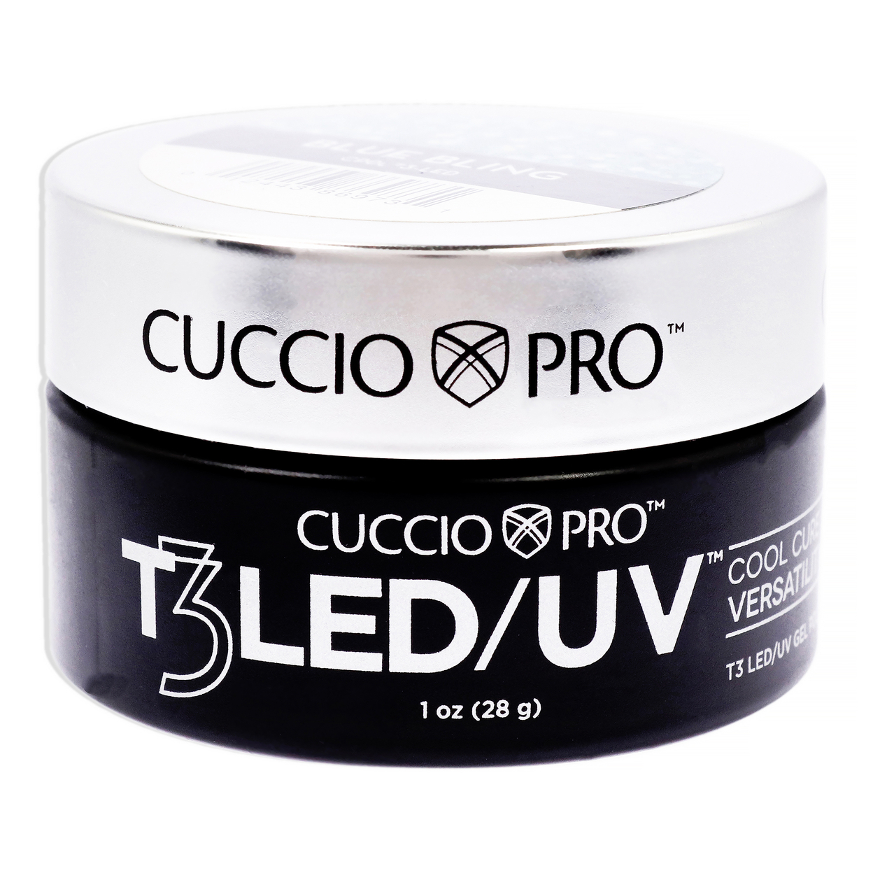 Cuccio Pro T3 Cool Cure Versatility Gel - Blue Bling Nail Gel 1 Oz