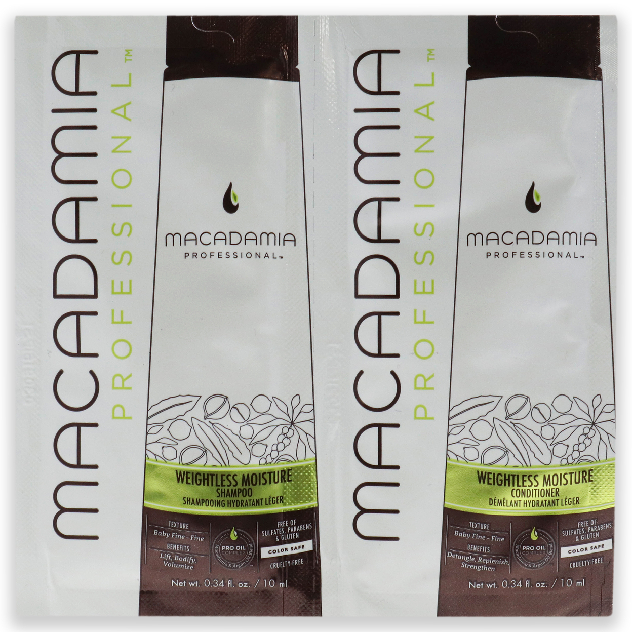 Macadamia Oil Professional Weightless Moisture Set Shampoo And Conditioner 2 X 0.34 Oz