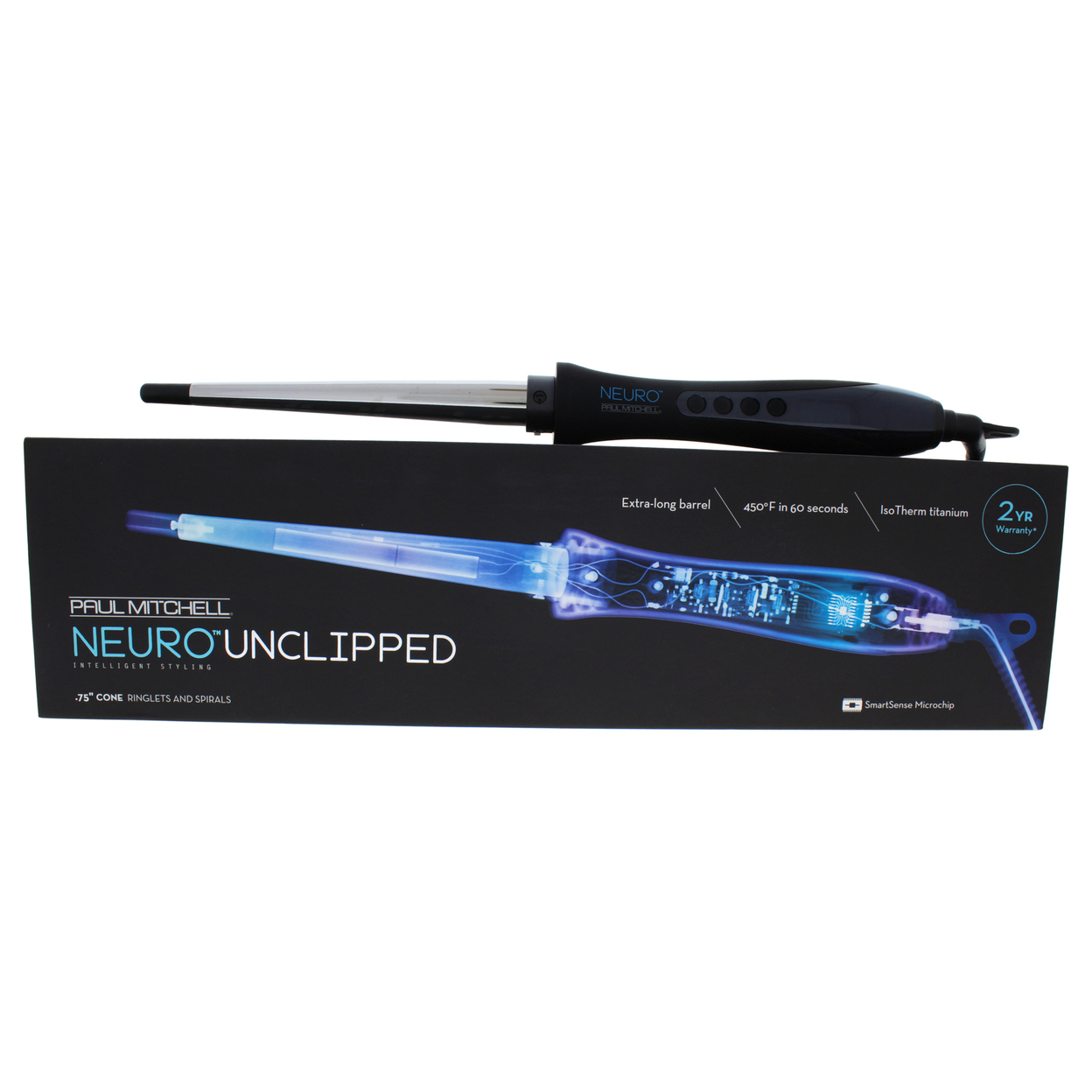 Paul Mitchell Neuro Unclipped Curling Iron - Model # NSSCNA - Black/Silver Curling Iron 0.75 Inch