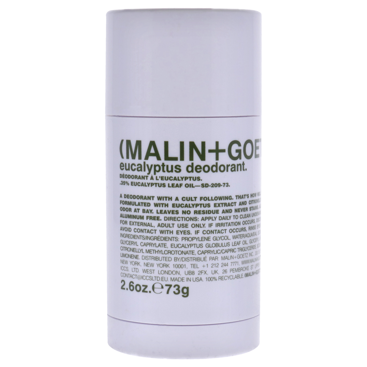 Malin + Goetz Unisex BATHBODY Eucalyptus Deodorant Stick 2.6 Oz