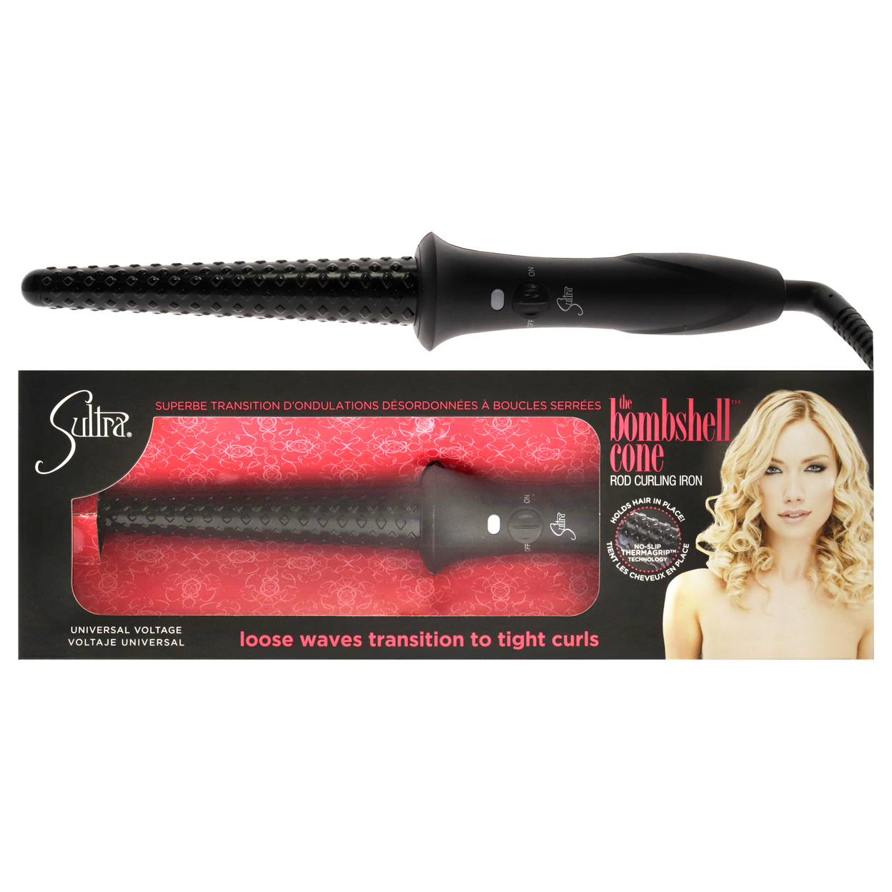 Sultra The Bombshell Cone Rod Curling Iron - Black 1 Inch