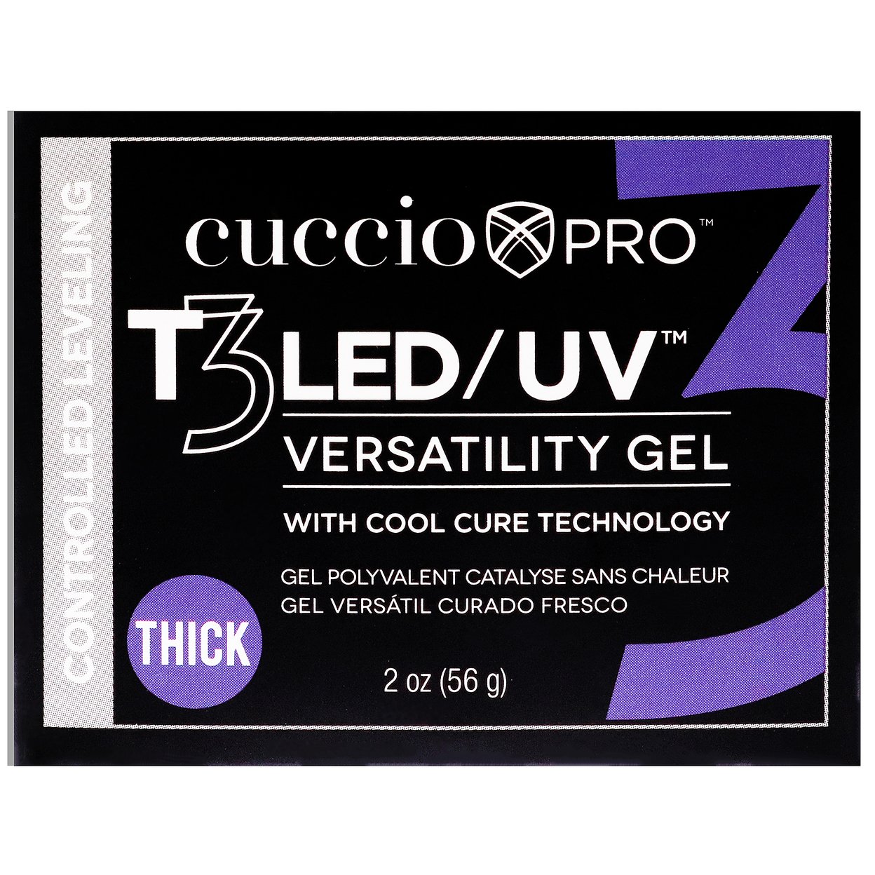 Cuccio Pro T3 Cool Cure Versatility Gel - Controlled Leveling Clear Nail Gel 2 Oz