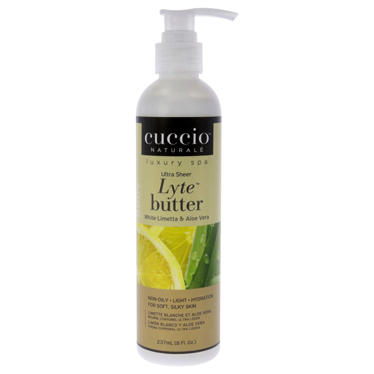 Cuccio Naturale Lyte Ultra-Sheer Body Butter - White Limetta And Aloe Vera Body Lotion 8 Oz