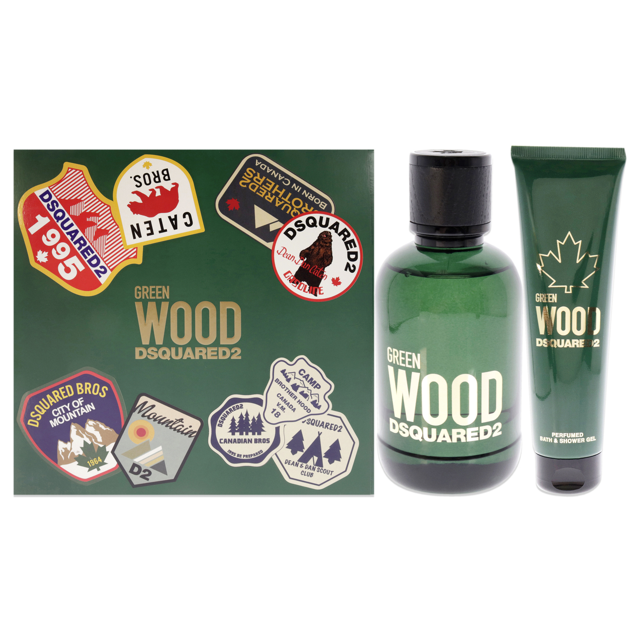 Dsquared2 Green Wood 3.4oz EDT Spray, 5.0oz Bath And Shower Gel 2 Pc Gift Set