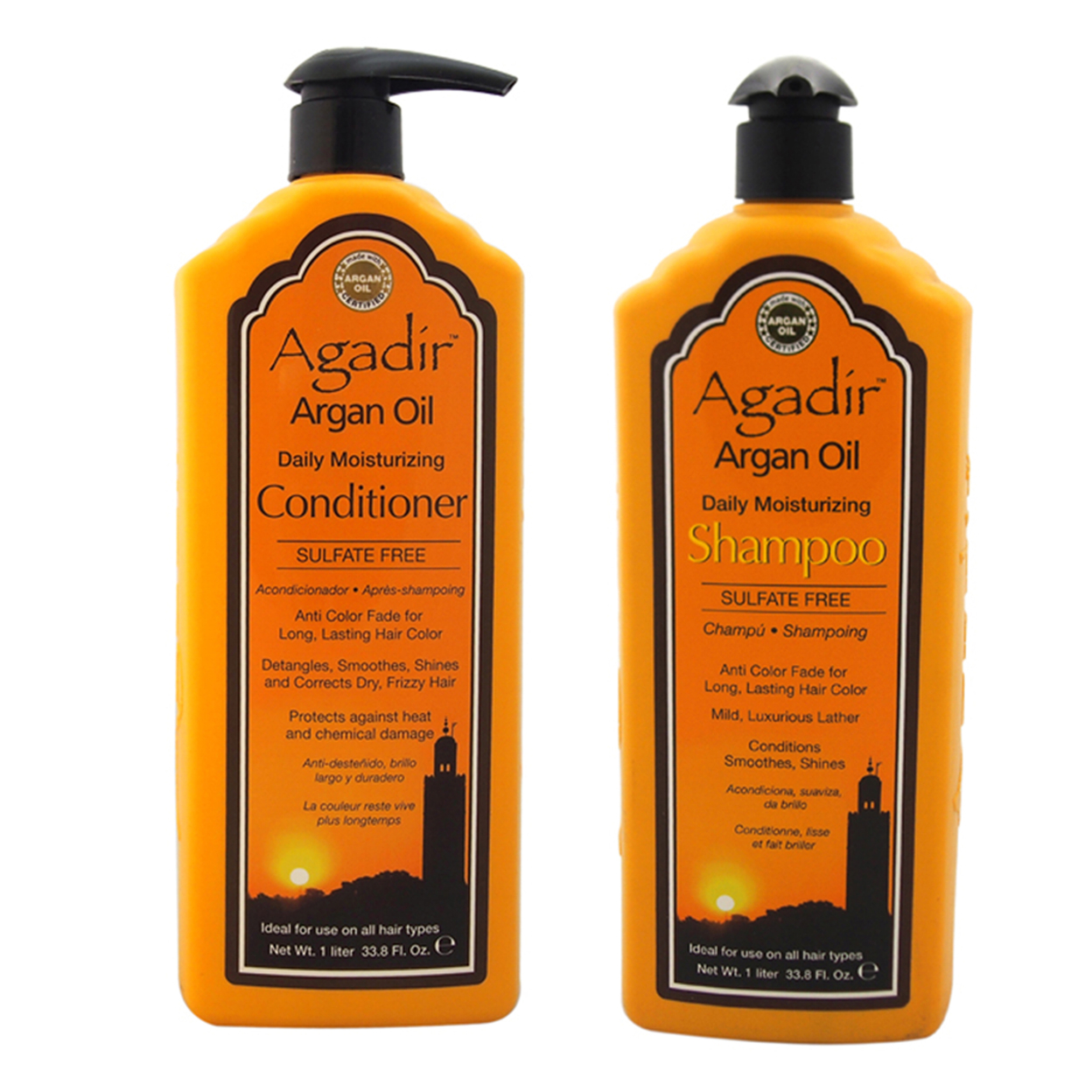Agadir Argan Oil Daily Moisturizing Shampoo And Conditioner Kit 33.8oz Shampoo, 33.8oz Conditioner 2 Pc Kit