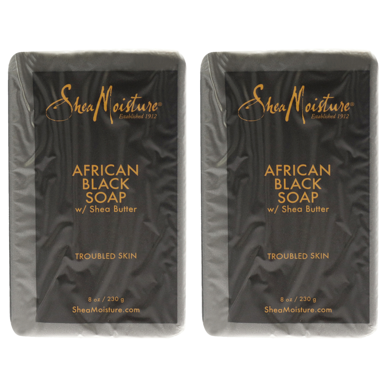 Shea Moisture African Black Soap Bar Acne Prone & Troubled Skin - Pack Of 2 Bar Soap 8 Oz
