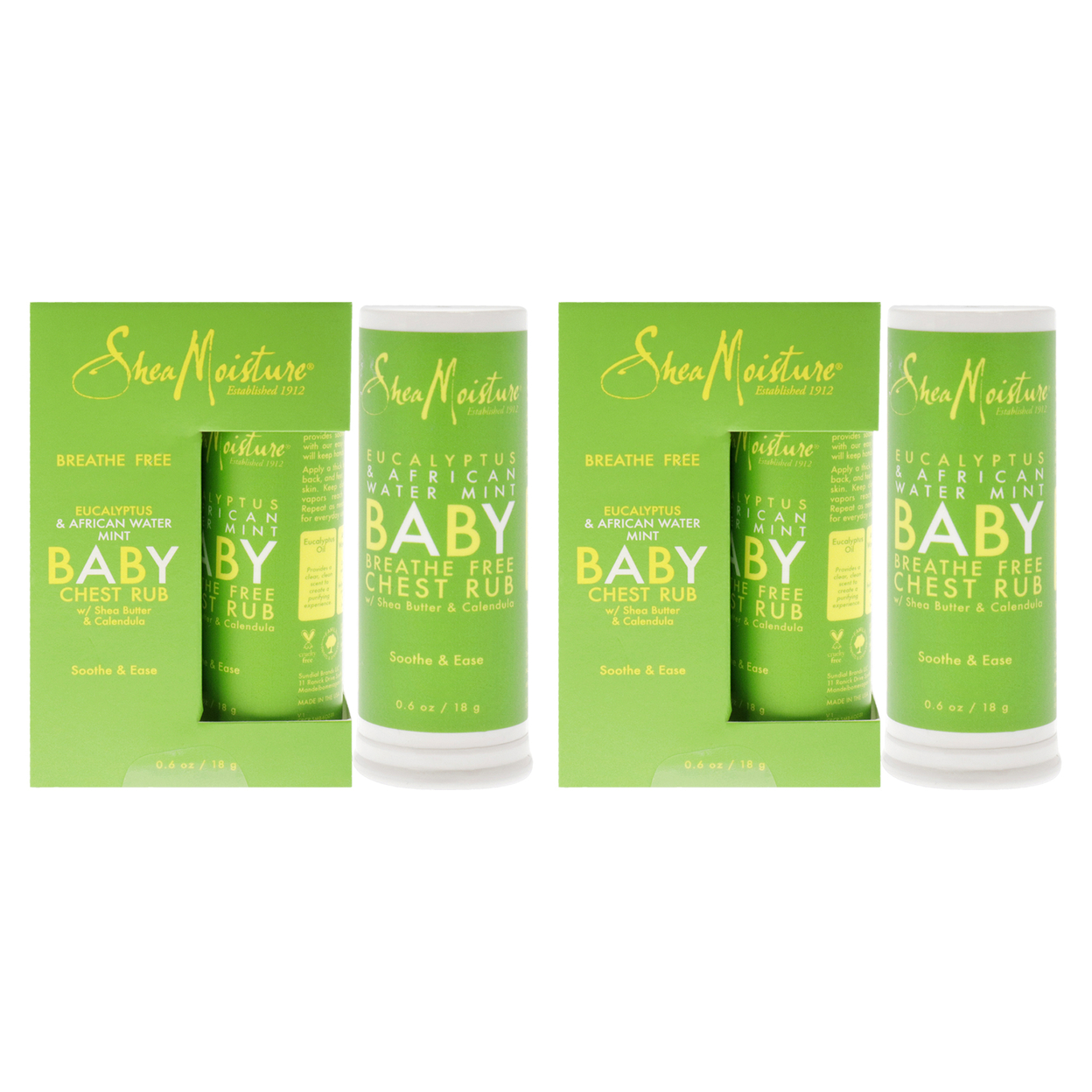 Shea Moisture Eucalyptus And African Water Mint Baby Chest Rub - Pack Of 2 Ointment 0.6 Oz