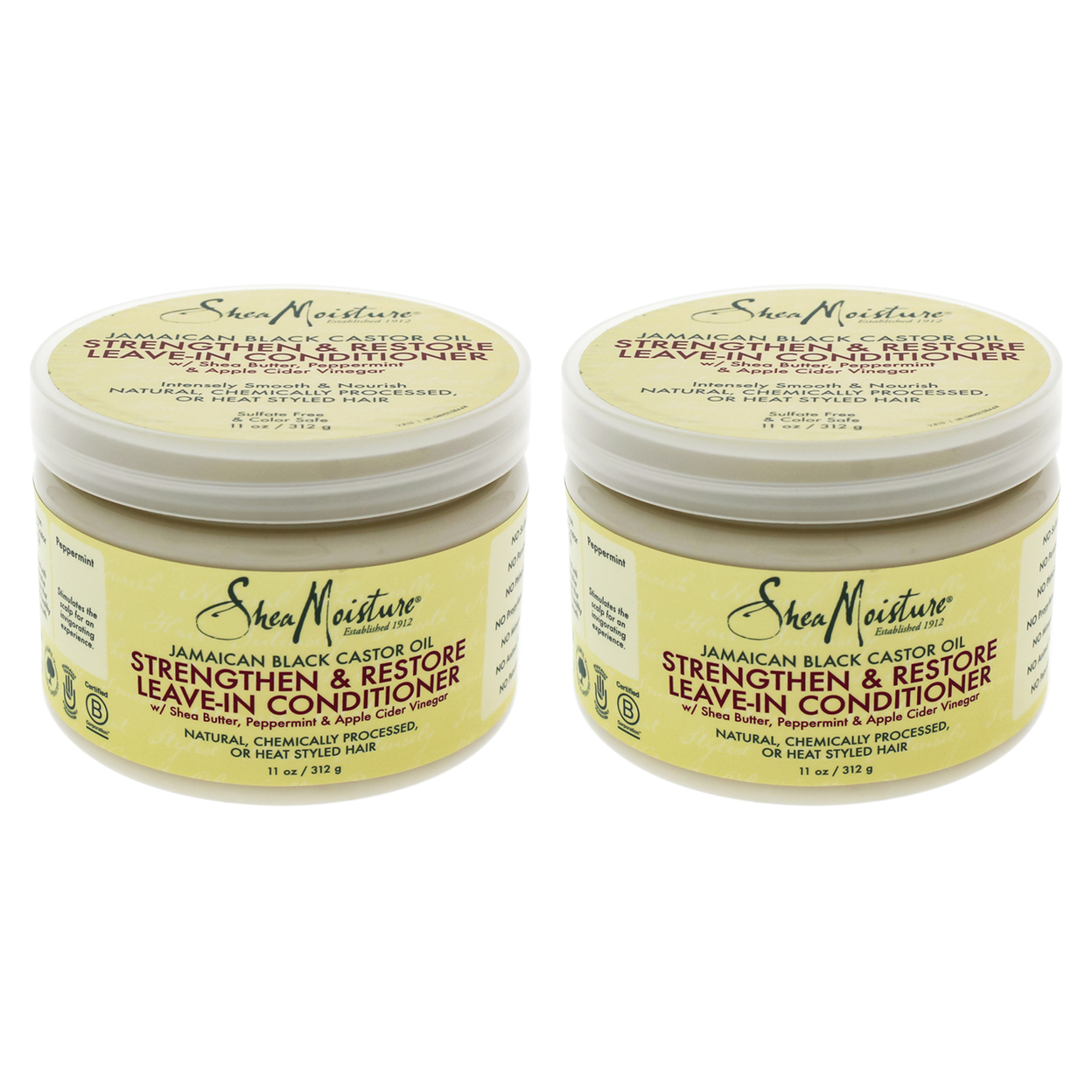Shea Moisture Jamaican Black Castor Oil Strengthen & Grow Leave-In Conditioner - Pack Of 2 Conditioner 11 Oz