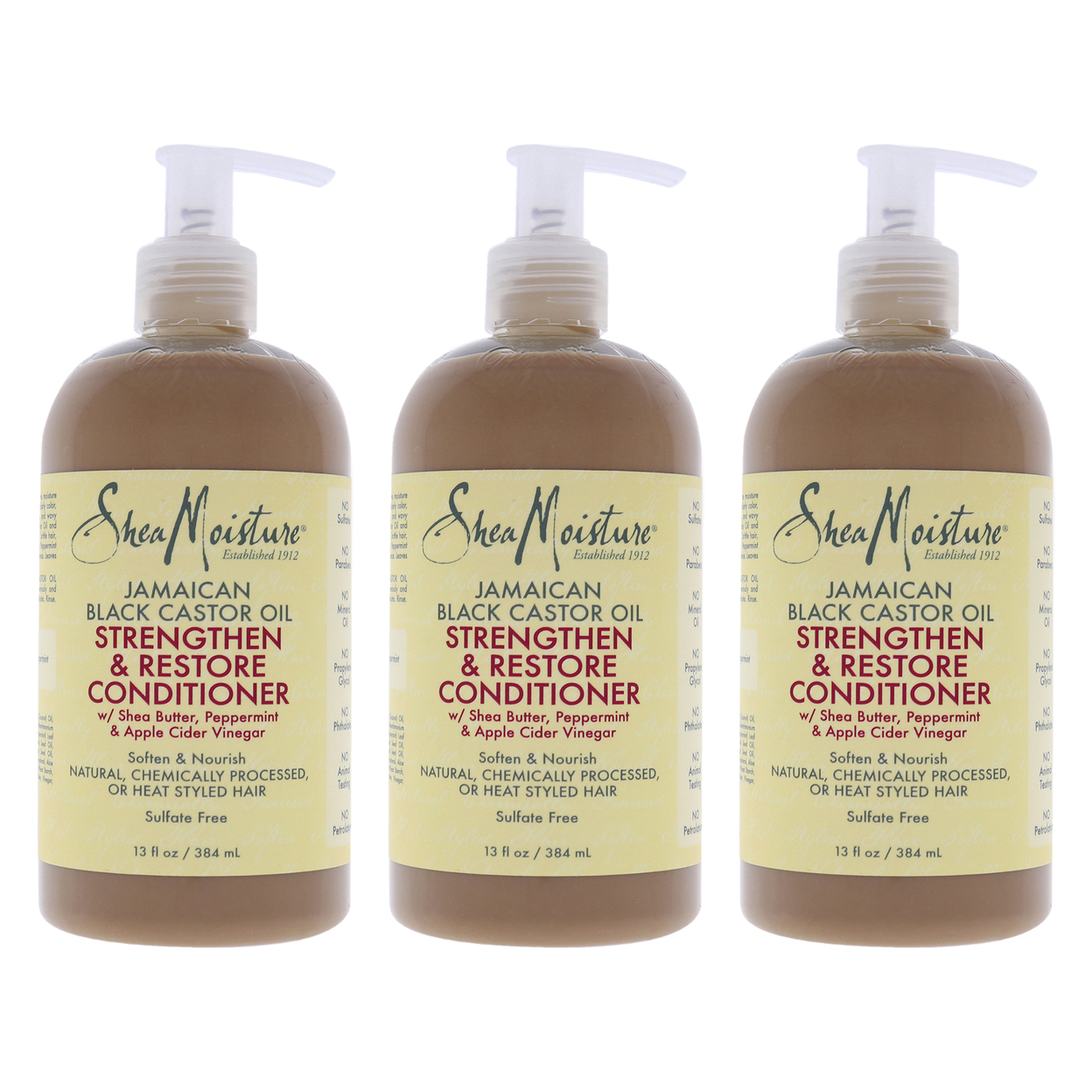 Shea Moisture Jamaican Black Castor Oil Strengthen And Restore Conditioner - Pack Of 3 Conditioner 13 Oz