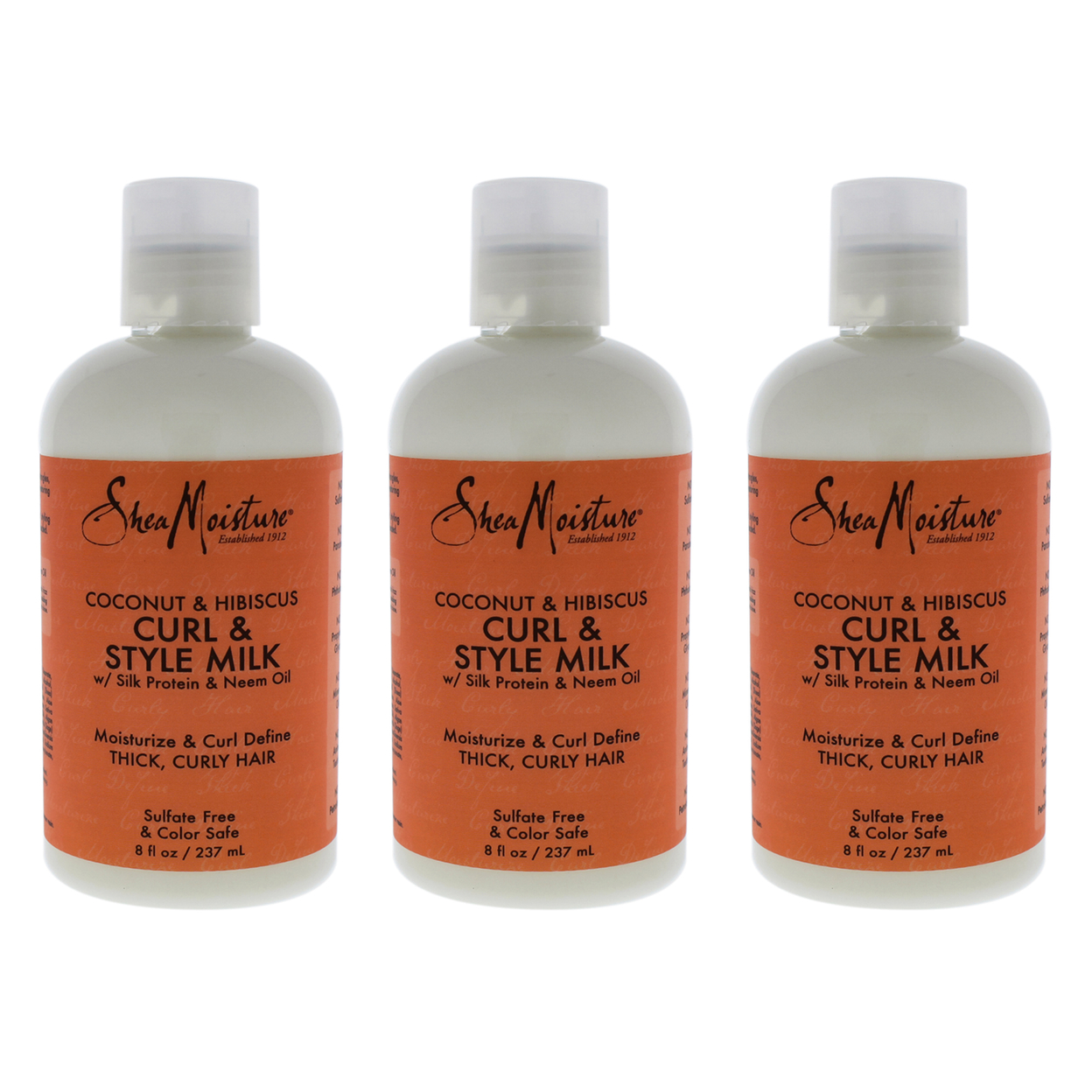 Shea Moisture Coconut And Hibiscus Curl Style Milk - Pack Of 3 Cream 8 Oz
