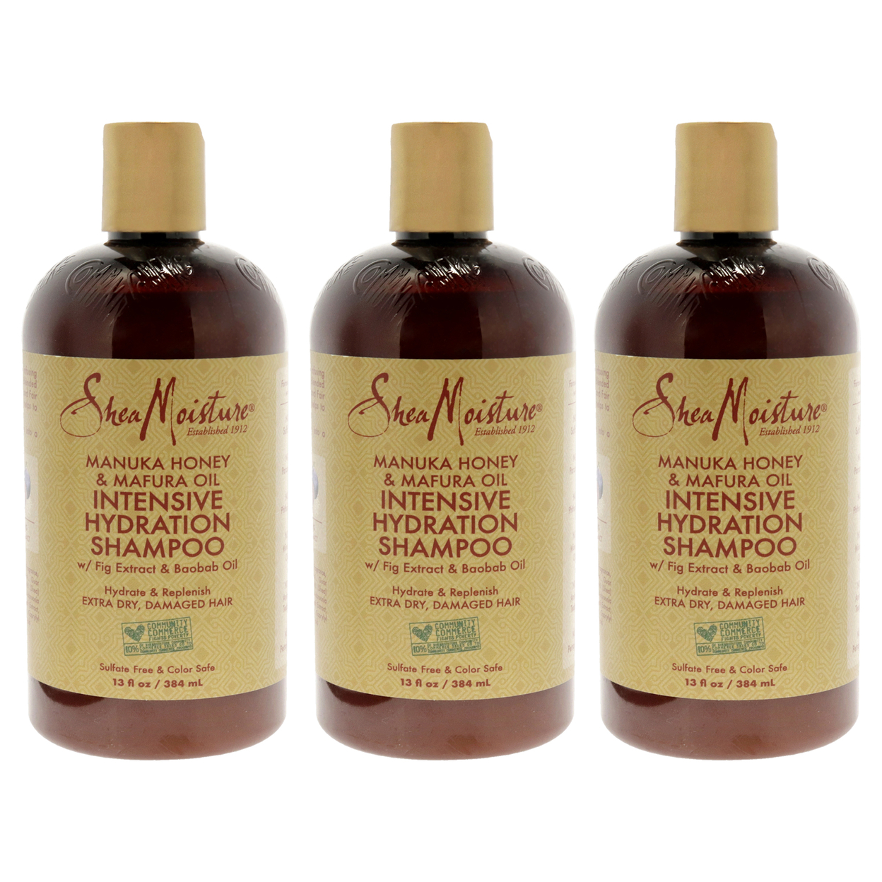Shea Moisture Manuka Honey Mafura Oil Intensive Hydration Shampoo - Pack Of 3 Shampoo 13 Oz