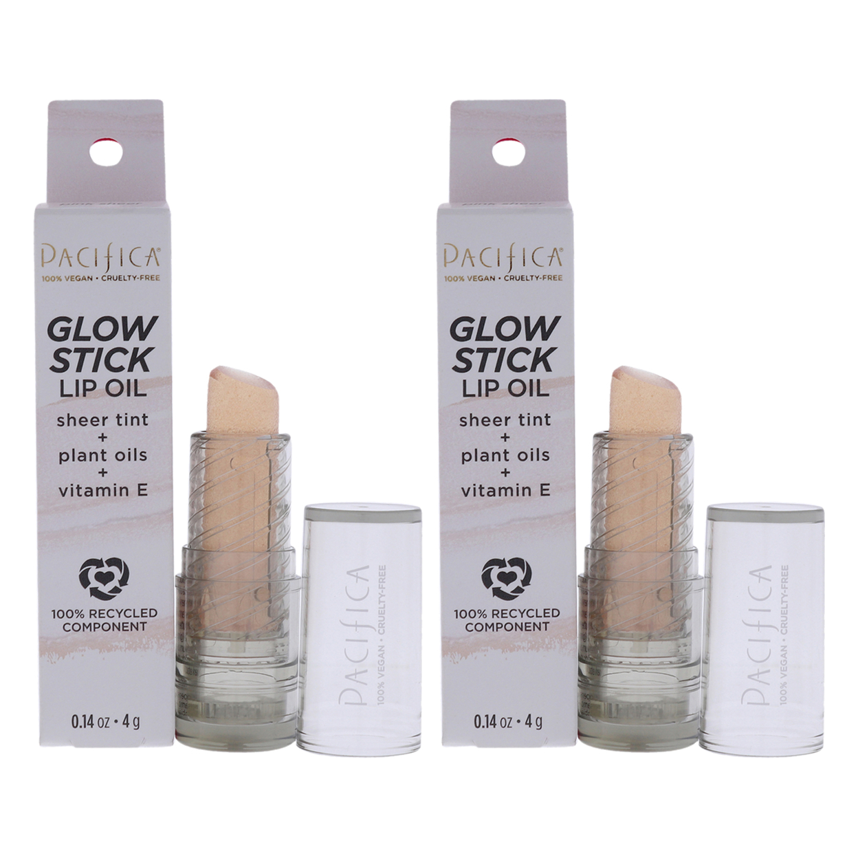 Pacifica Glow Stick Lip Oil - Pink Sheer - Pack Of 2 0.14 Oz