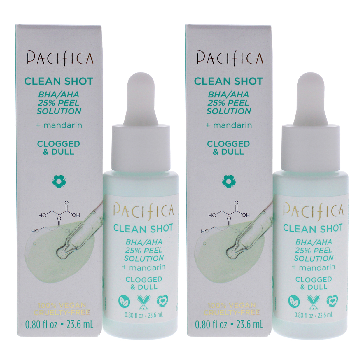 Pacifica Clean Shot BHA-AHA 25 Percent Peel Solution - Pack Of 2 Treatment 0.8 Oz