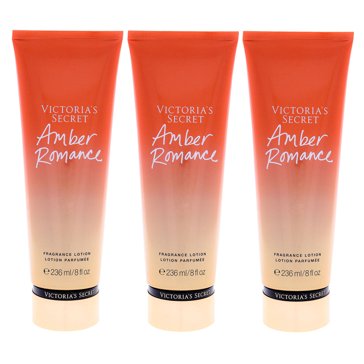 Victoria's Secret Amber Romance Fragrance Lotion - Pack Of 3 Body Lotion 8 Oz