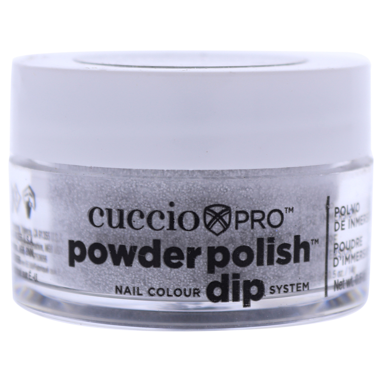 Cuccio Colour Pro Powder Polish Nail Colour Dip System - Silver With Silver Glitter Nail Powder 0.5 Oz