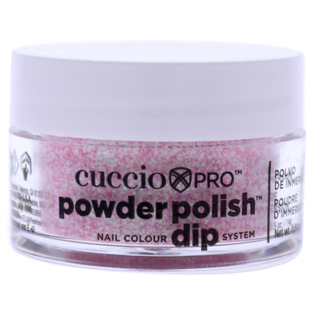 Cuccio Colour Pro Powder Polish Nail Colour Dip System - Soft Pink Glitter Nail Powder 0.5 Oz
