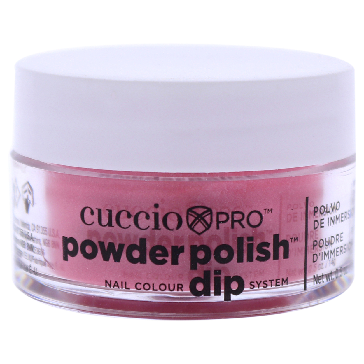 Cuccio Colour Pro Powder Polish Nail Colour Dip System - Rose With Rainbow Mica Nail Powder 0.5 Oz