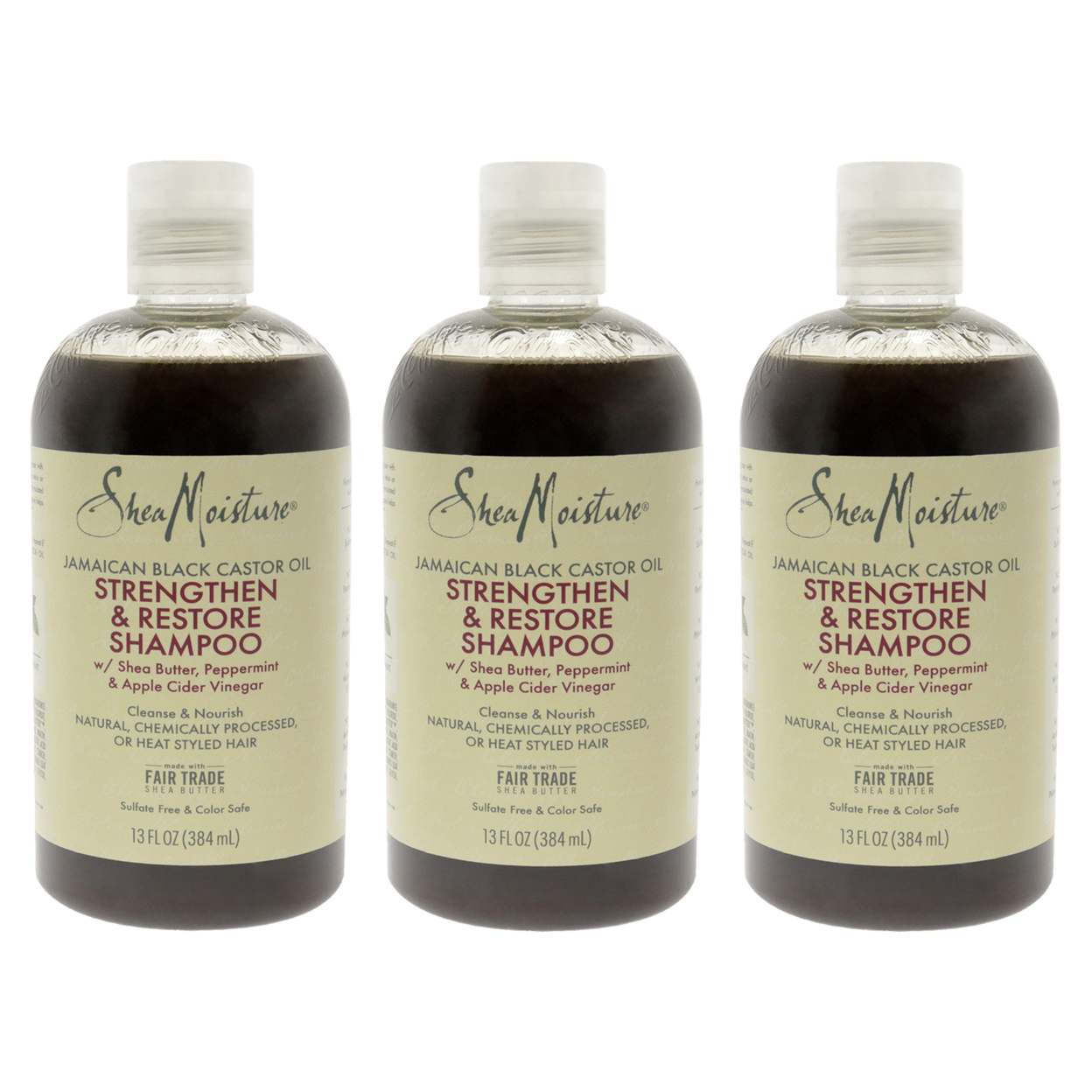 Shea Moisture Jamaican Black Castor Oil Strengthen And Restore Shampoo - Pack Of 3 Shampoo 13 Oz