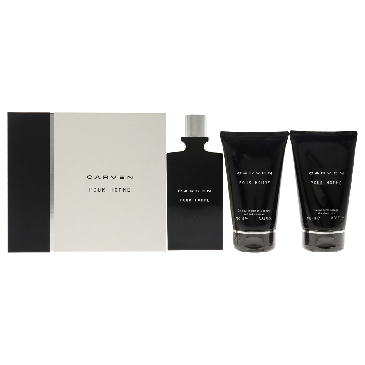 Carven Pour Homme 3.33oz EDT Spray, 3.33oz After-Shave Balm, 3.33oz Bath And Shower Gel 3 Pc Gift Set