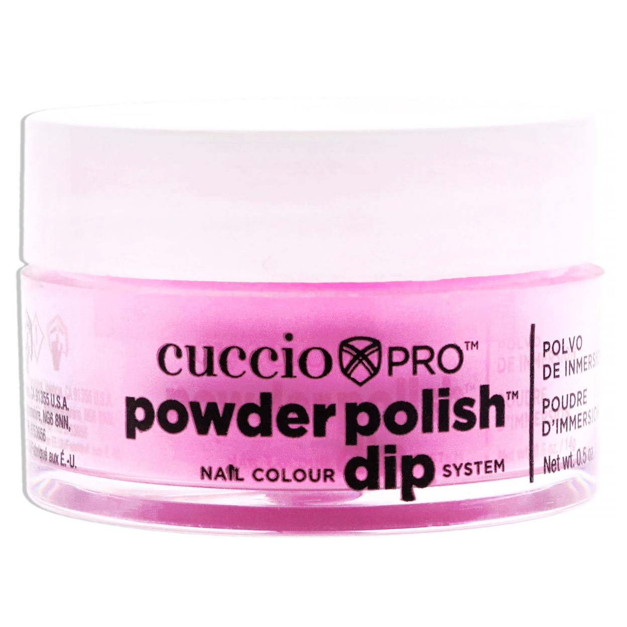 Cuccio Colour Pro Powder Polish Nail Colour Dip System - Neon Pink Nail Powder 0.5 Oz