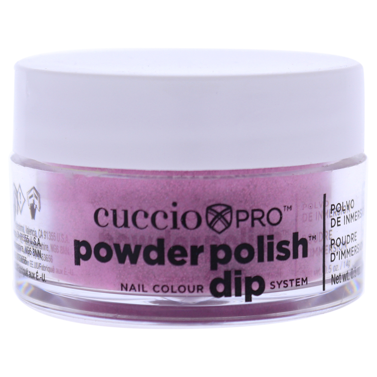 Cuccio Colour Pro Powder Polish Nail Colour Dip System - Deep Pink With Pink Glitter Nail Powder 0.5 Oz