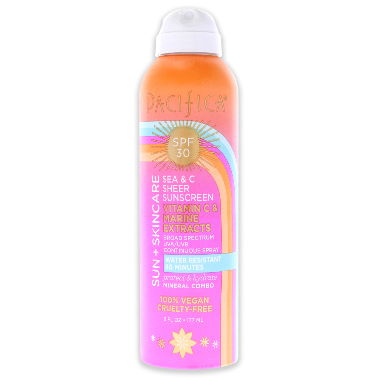 Pacifica Sun Plus Skincare Sea And C Sheer Sunscreen Spray SPF 30 6 Oz