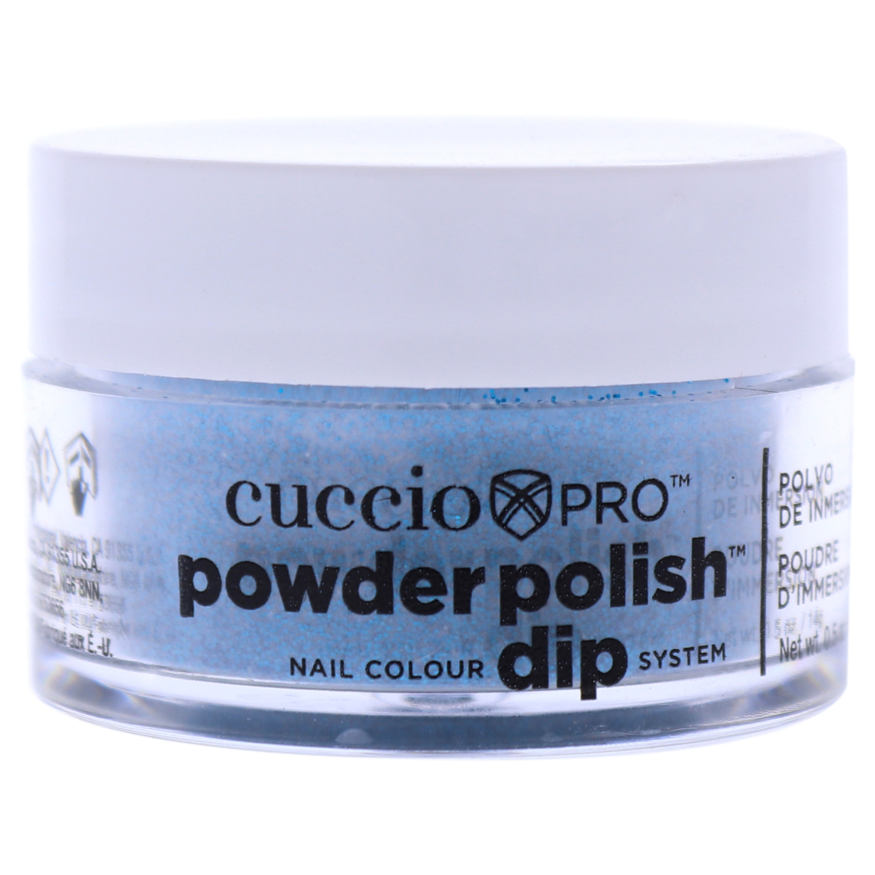 Cuccio Colour Pro Powder Polish Nail Colour Dip System - Deep Blue Glitter Nail Powder 0.5 Oz