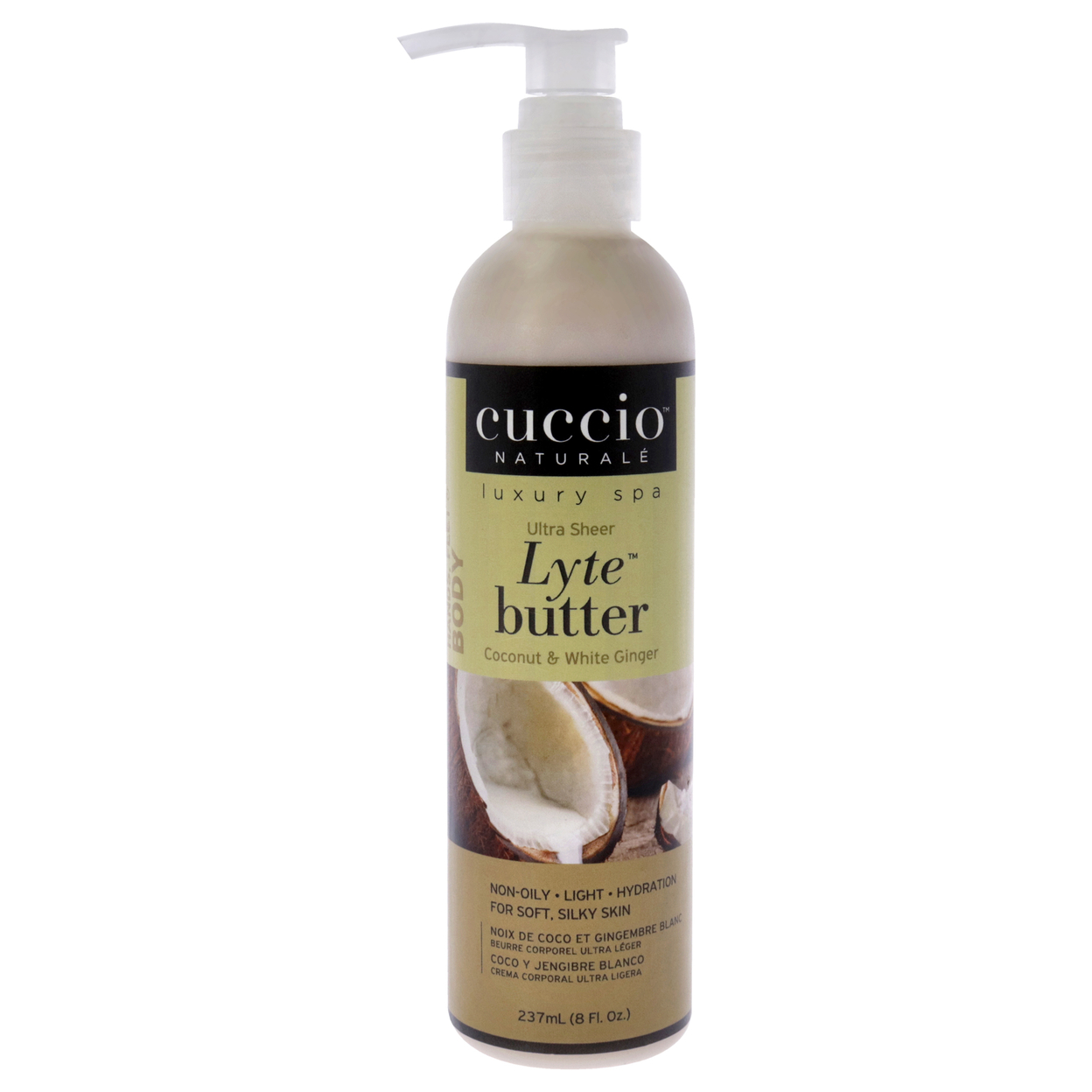 Cuccio Naturale Lyte Ultra-Sheer Body Butter - Coconut And White Ginger Body Lotion 8 Oz