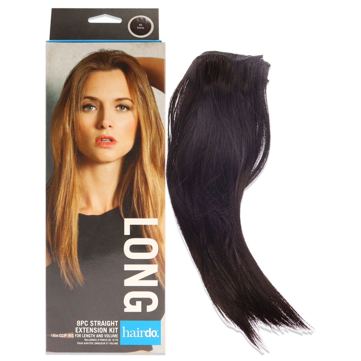 Hairdo Straight Extension Kit - R2 Ebony Hair Extension 8 X 16 Inch