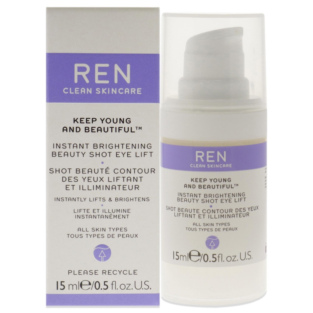 Ren Keep Young And Beautiful Instant Brightening Beauty Shot Eye Lift Serum 0.5 Oz