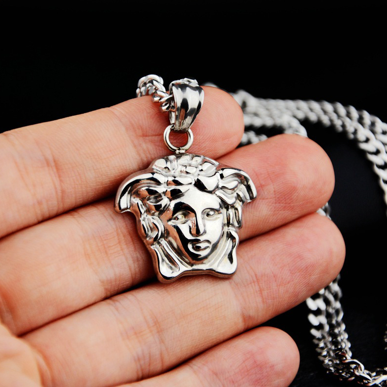 Fashion Medusa Necklace Pendants - Silver-
