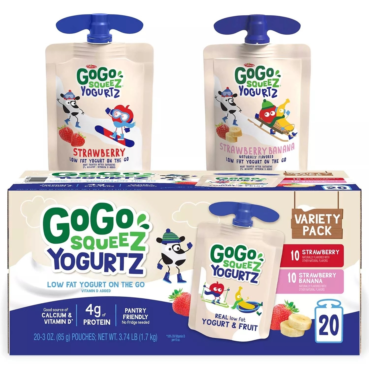 GoGo Squeez Yogurtz Strawberry & Strawberry Banana (20 Count)