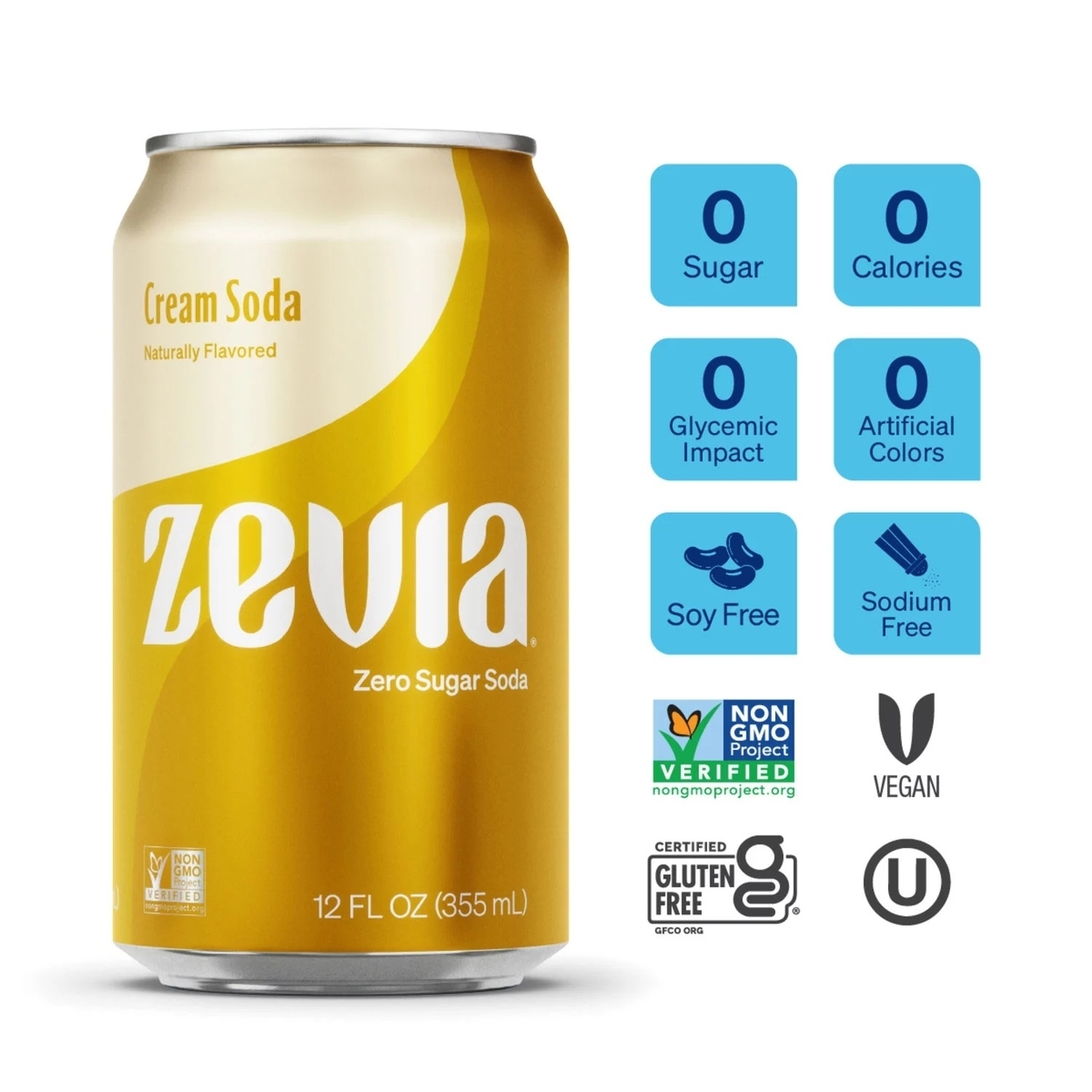 Zevia Zero Sugar Soda Variety Pack, 12 Fluid Ounce (Pack Of 24)