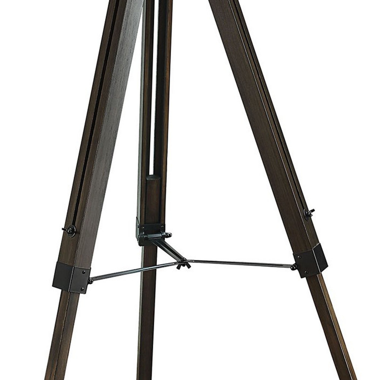 55 Inch Floor Lamp With Tripod Legs, Spotlight Design, Wood, Black Finish -Saltoro Sherpi