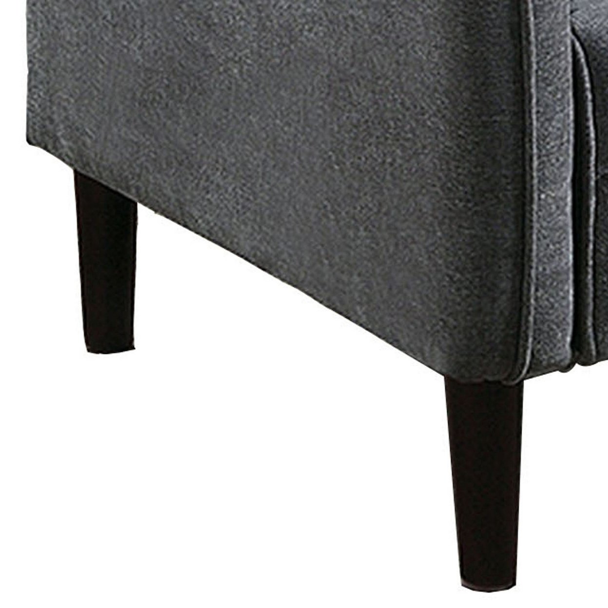 Hak 33 Inch Accent Chair, Rounded Arms, Biscuit Tufting, Wood Legs, Gray - Saltoro Sherpi