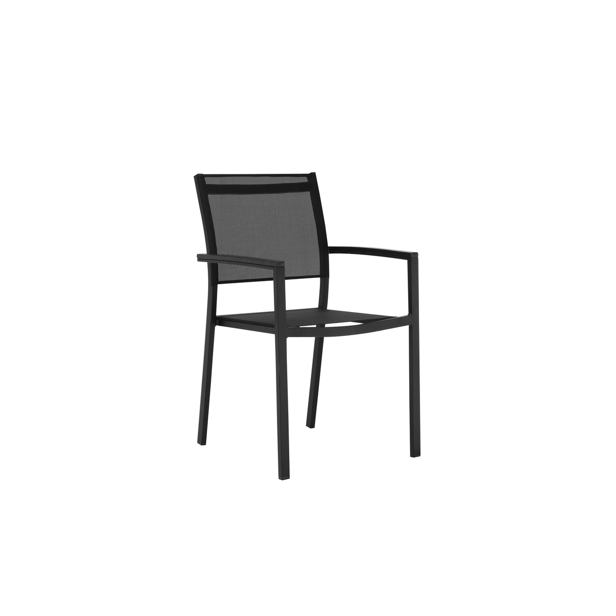Fifi 21 Inch Set Of 6 Dining Chairs, Black Aluminum Frame, Easily Stackable- Saltoro Sherpi