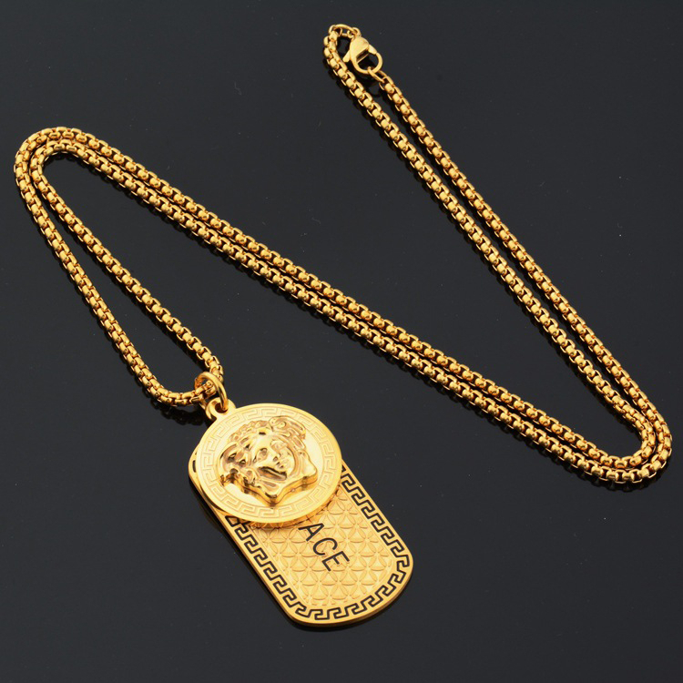 Fashion Medusa Letter Necklace Pendants - Gold